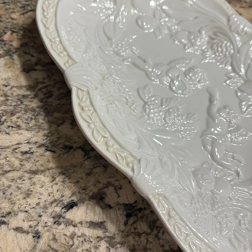 Lenox vintage butler’s Pantry cherub angels White oval serving Tray platter